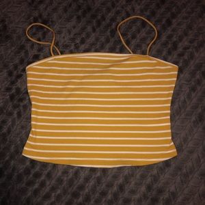 Yellow and White Striped Crop Top